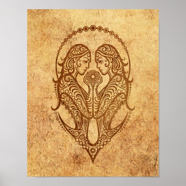 Poster Zodiac Gemini d'âge vintage (Devant)