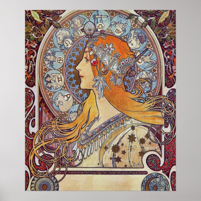 Poster Zodiac par Alphonse Mucha (Devant)