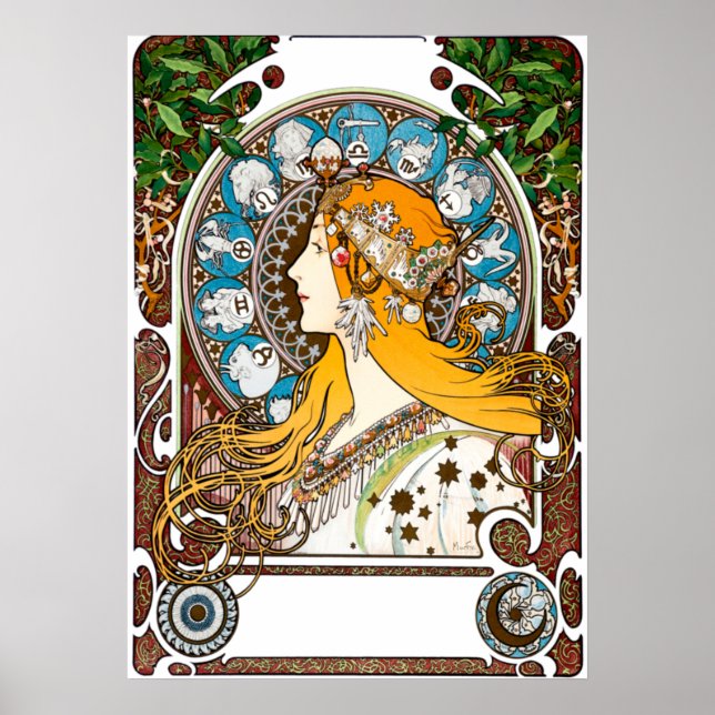 Poster Zodiac par Alphonse Mucha (Devant)