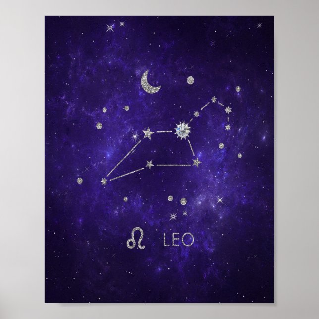 Poster Zodiac Purple Leo | Horoscope d'astrologie cosmiqu (Devant)