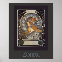 Zodiac Woman par Alphonse Mucha - Art Vintage