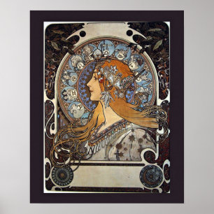 Poster Zodiac Woman par Alphonse Mucha - Art Vintage