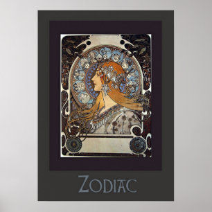 Poster Zodiac Woman par Alphonse Mucha - Art Vintage
