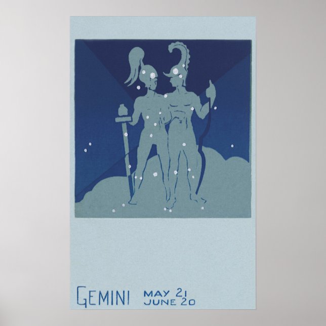 Poster Zodiaque Astrologie Vintage Gémeaux Constellation  (Devant)