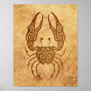 Poster Zodiaque de Cancer âgé par cru