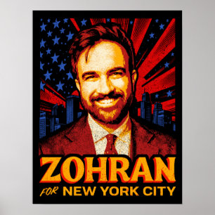 Poster Zohran Mamdani pour l'élection du maire de New Yor