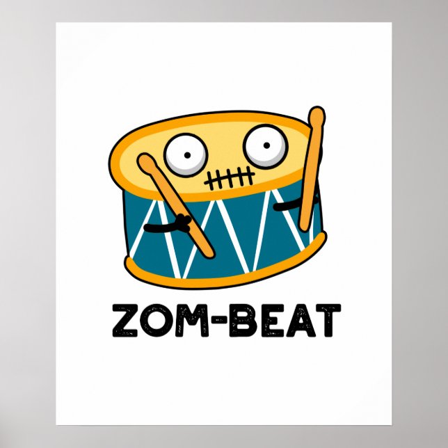 Poster Zom beat Funny Halloween Zombie Drum Pun (Devant)