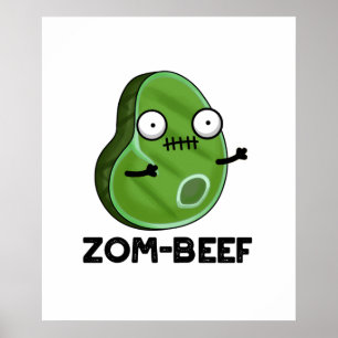 Poster Zom-beef drôle Halloween Zombie Pun de viande Zomb