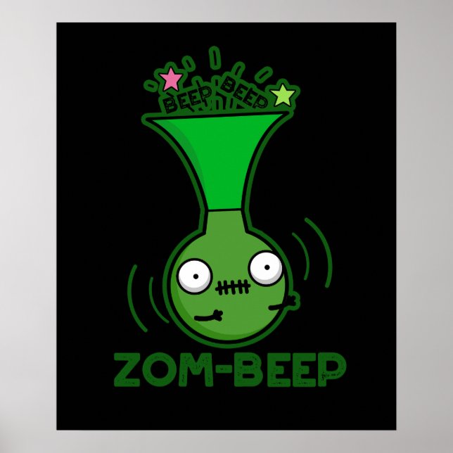 Poster Zom-beep Funny Zombie Honker Pun Dark BG (Devant)