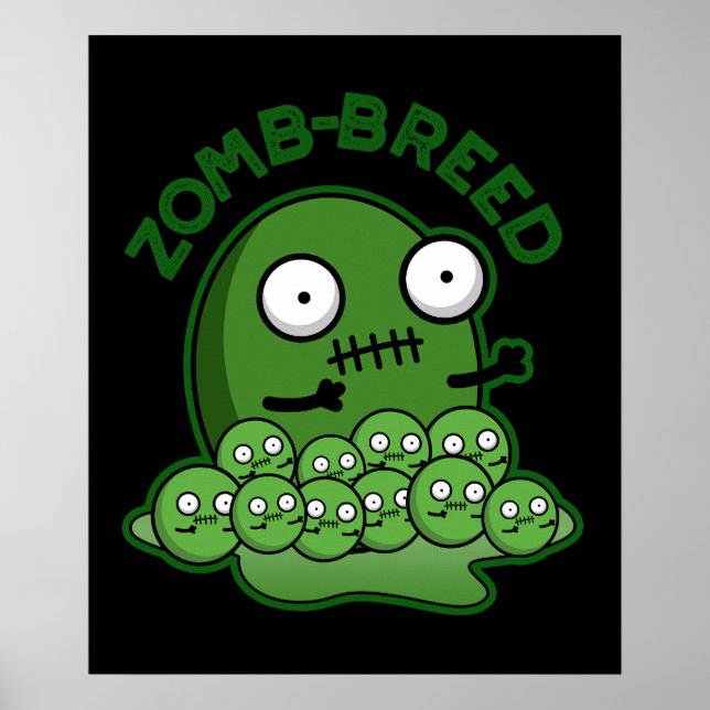 Poster Zom-breed Funny Zombie Breed Pun Dark BG (Devant)