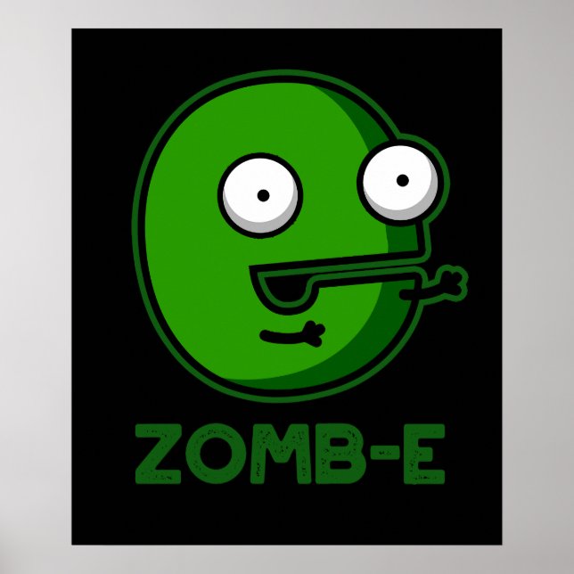Poster Zom-E Funny Zombie Alphabet E Pun Dark BG (Devant)