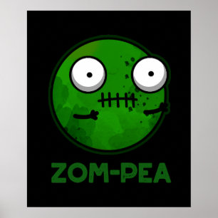 Poster Zom-pois amusant Zombie Pea Pun Dark BG