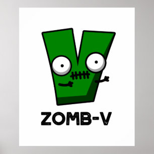 Poster Zom-V Funny Halloween Zombie Alphabet Pun
