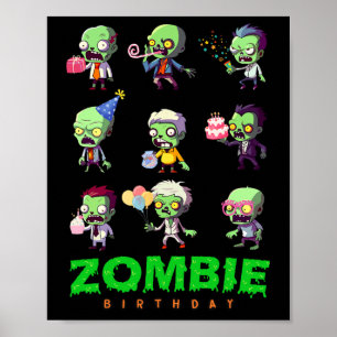 Poster Zombie Birthday Squad Funny Halloween Party Boy Ki