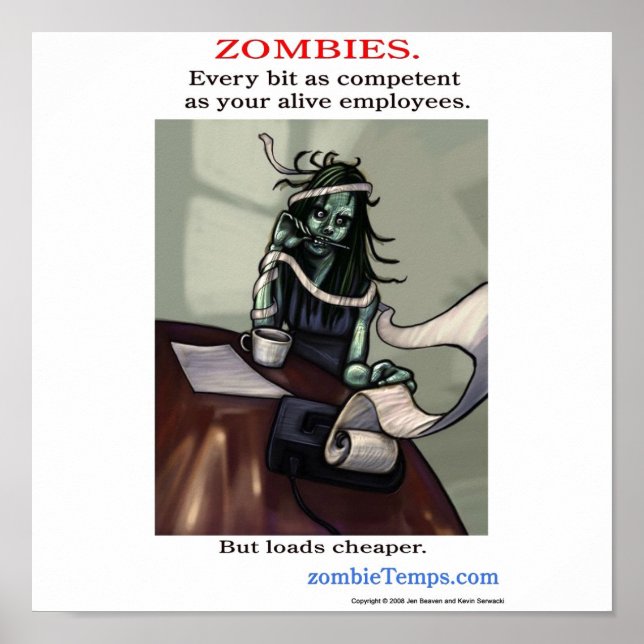 Poster Zombie du milieu de travail compétent (Devant)