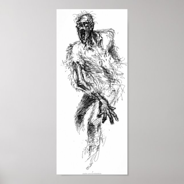 Poster Zombie Sketch Imprimer (Devant)