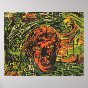 Poster Zombies Halloween vintage, street art graffiti