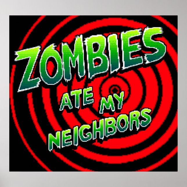 Poster Zombies mange mes voisins Pixel Art (Devant)