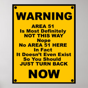 Poster Zone 51 ~ Avertissement à l'usure