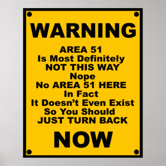 Poster Zone 51 ~ Avertissement à l'usure