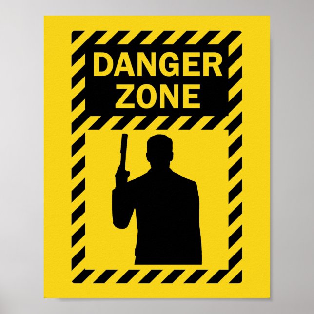 Poster ZONE DE DANGER ! - Signe et silhouette (Devant)