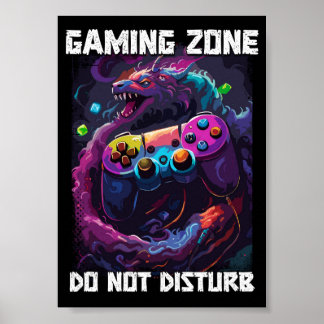 Poster Zone de jeu ne dérangez pas Cool Gamer Dragon Art