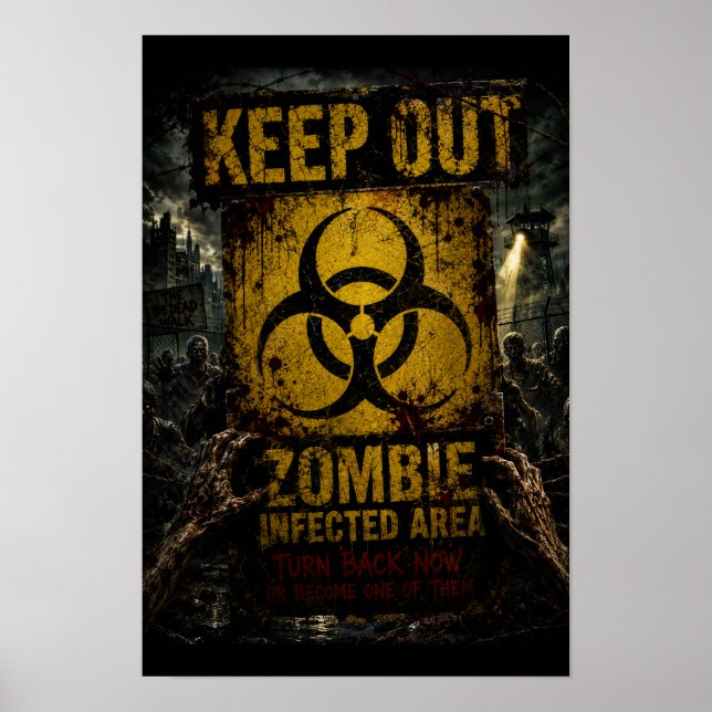 Poster Zone infectée par des zombies – Accès interdit  (Devant)