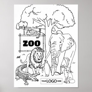 Poster Zoo Art Coloriage Art Zoo Feuille de travail Anniv