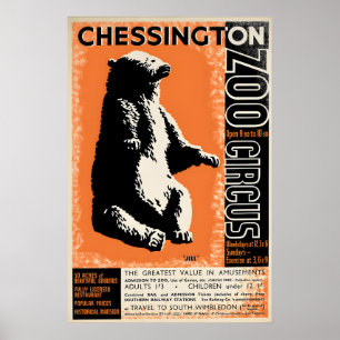 Poster Zoo Chessington Bear Circus Vintage Art