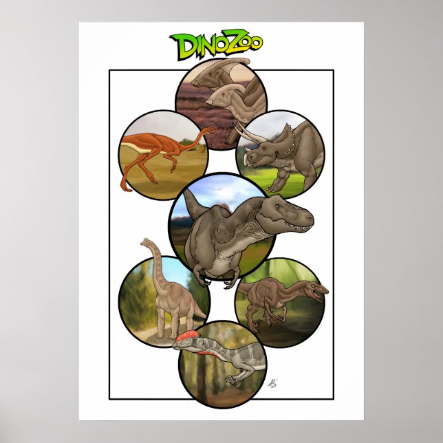Poster Zoo Dino : Collage Dinosaur #2 (Devant)