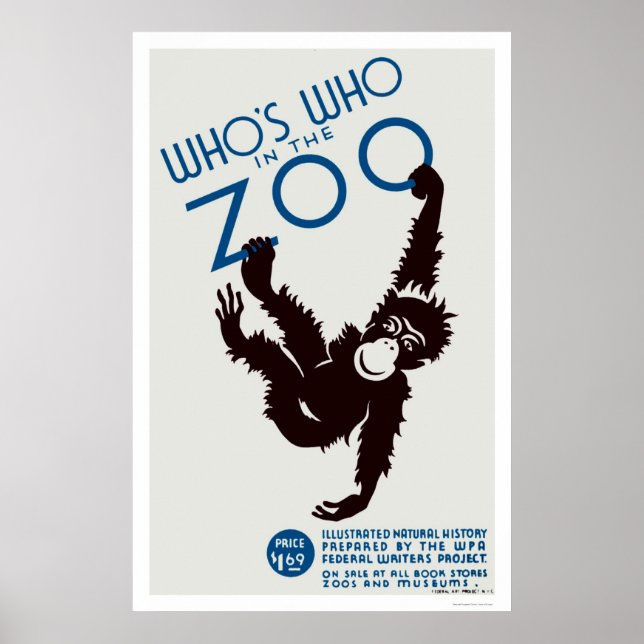 Poster Zoo Guide Monkey 1937 WPA (Devant)