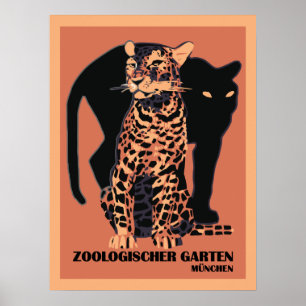 Poster Zoo vintage de Munich de style