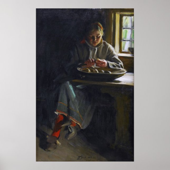 Poster Zorn - Pommes de terre pelées (Devant)