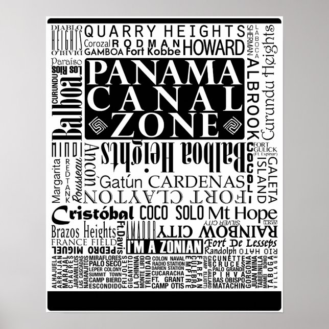 Poster ZPC - Zone du canal de Panama avec frontière (Devant)