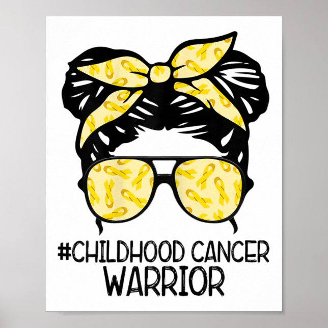 Poster Zqxj Messy Bun Yellow Ribbon Childhood Cancer Warr (Devant)