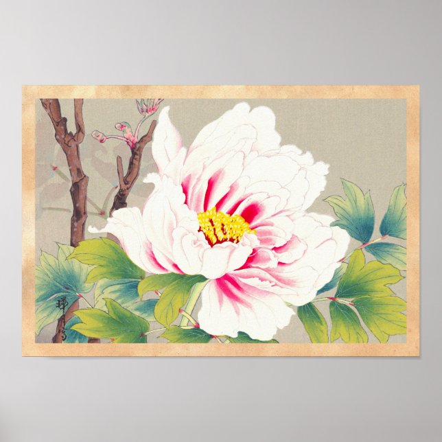 Poster Zuigetsu Ikeda Pink Camellia japonaises fleurs art (Devant)