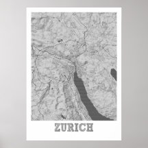 Zurich - Carte de la ville au crayon suisse