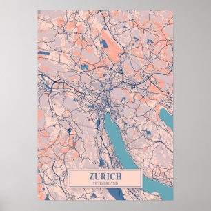 Poster Zurich - Suisse Breezy City Map