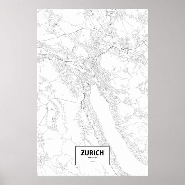 Poster Zurich, Suisse (noir sur blanc) (Devant)