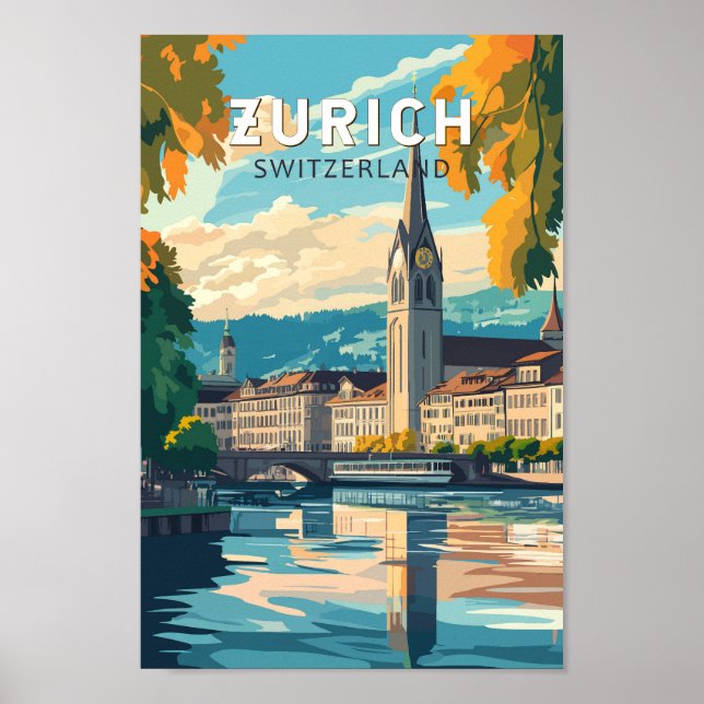 Poster Zurich Suisse Travel Art Vintage (Devant)