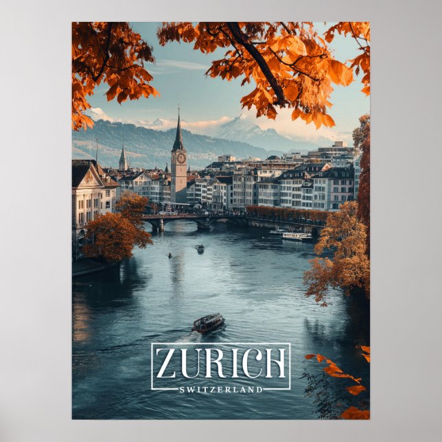 Poster Zurich, Suisse : Un Vintage voyage (Devant)