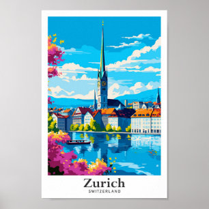 Poster Zurich Suisse Voyage Vintage Illustration