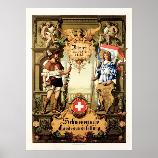 Poster ZURICH SWITZERLAND Swiss Swiss National Tourism Ex (Devant)