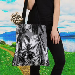 Posterised Grey Palm Trees Design Tote Bag