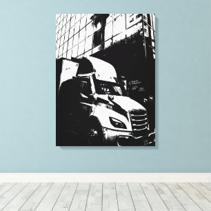 Posterised Lorry Truck in Montreal Canada Canvas Print