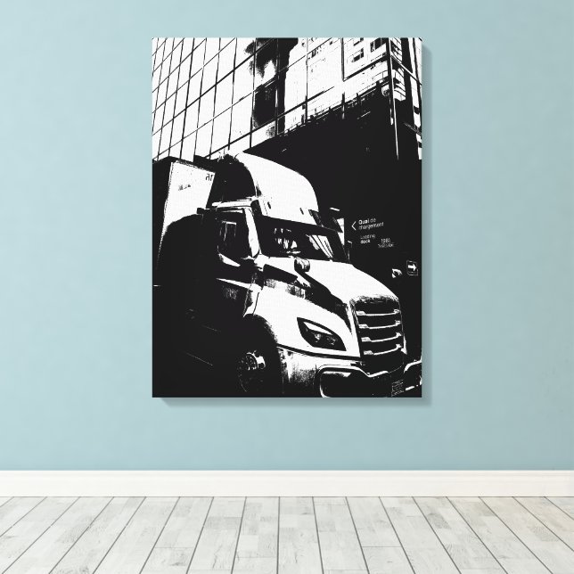 Posterised Lorry Truck in Montreal Canada Canvas Print (Insitu(Wood Floor))