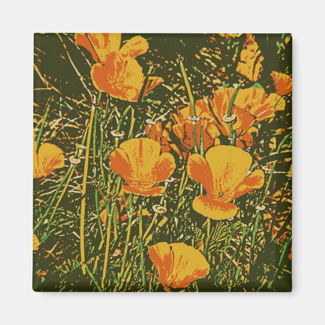 Posterized Poppies Magnet (Front)