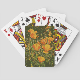 Posterized Poppies Playing Cards