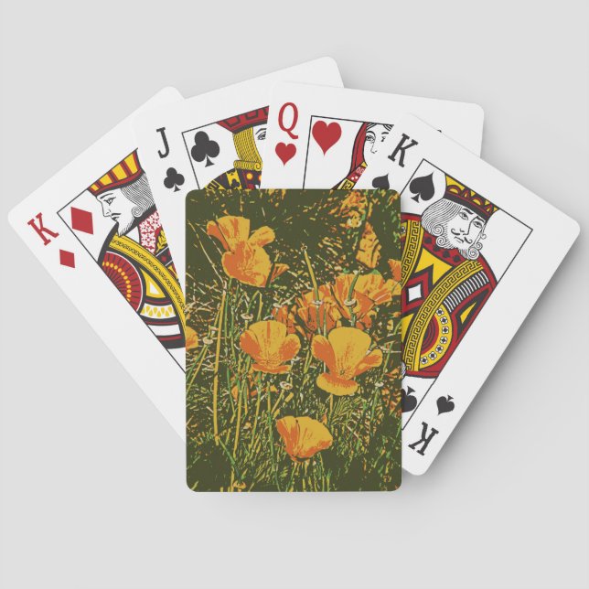 Posterized Poppies Playing Cards (Back)