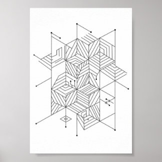Posters Black and White Geometric Pattern